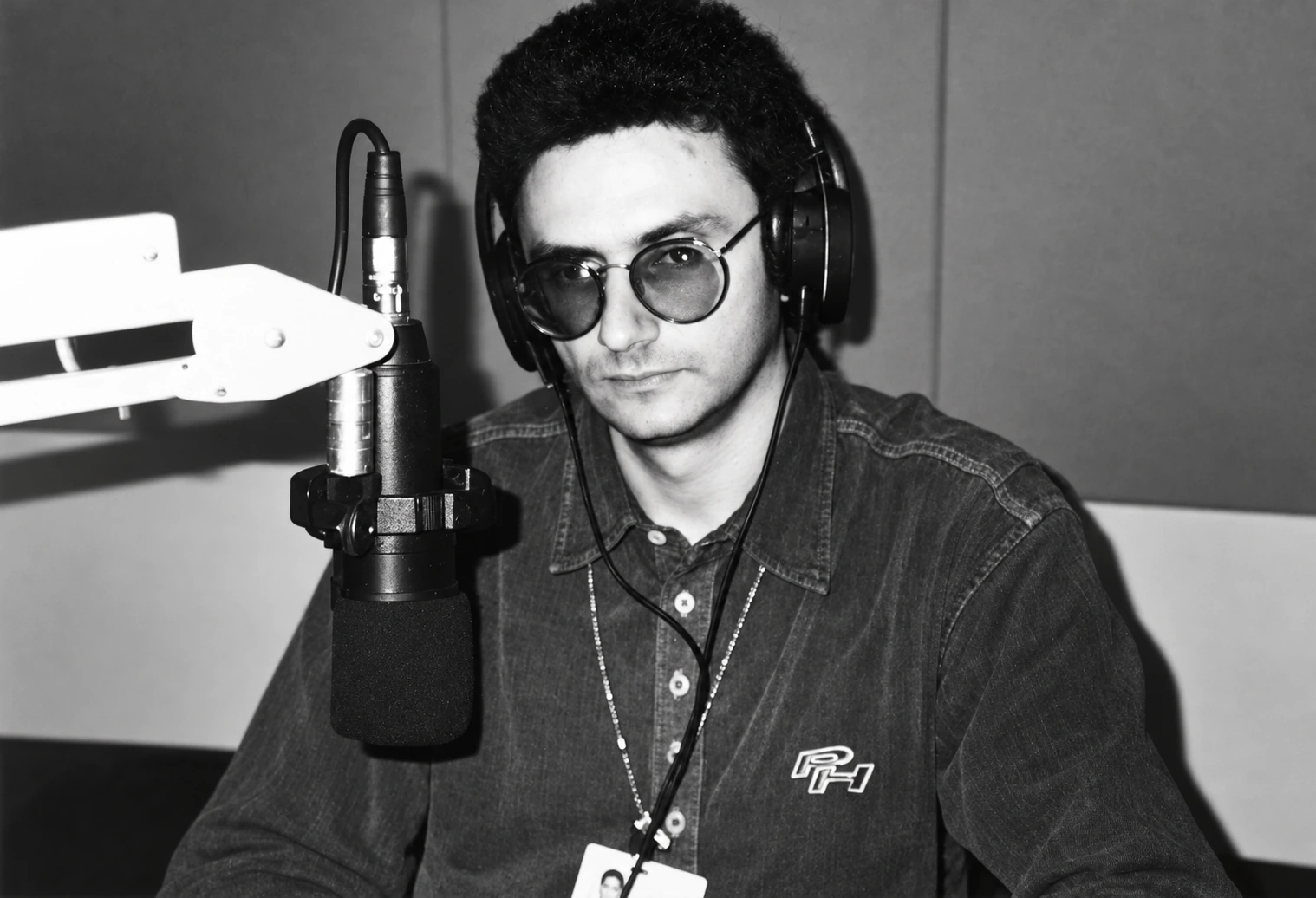 At the microphone ,  SBS Radio · archive
