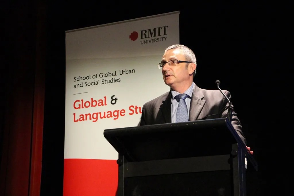Steve Elkanovich lecturing at RMIT University in Melbourne